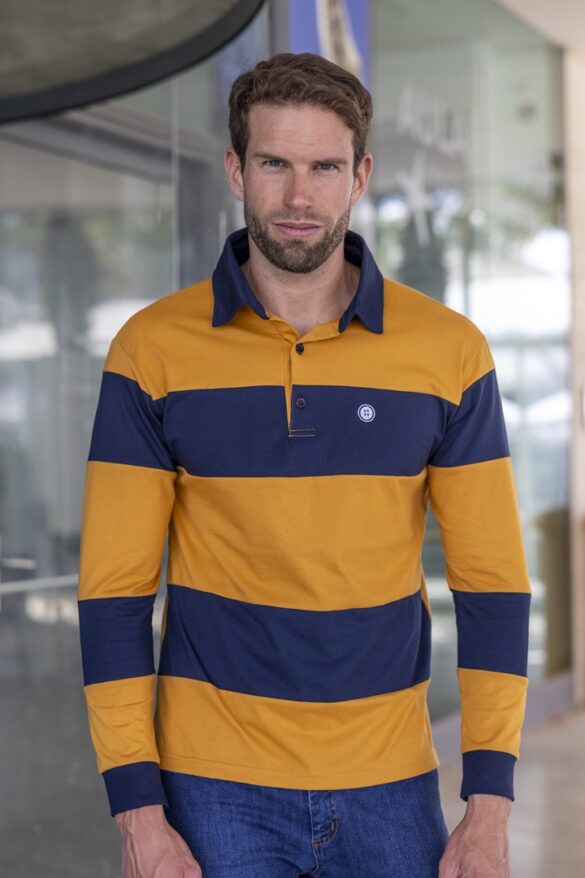 Urban Button POLO DE HOMBRE FRANJAS MOSTAZA Y MARINO S|M|L|XL|XXL|XXXL