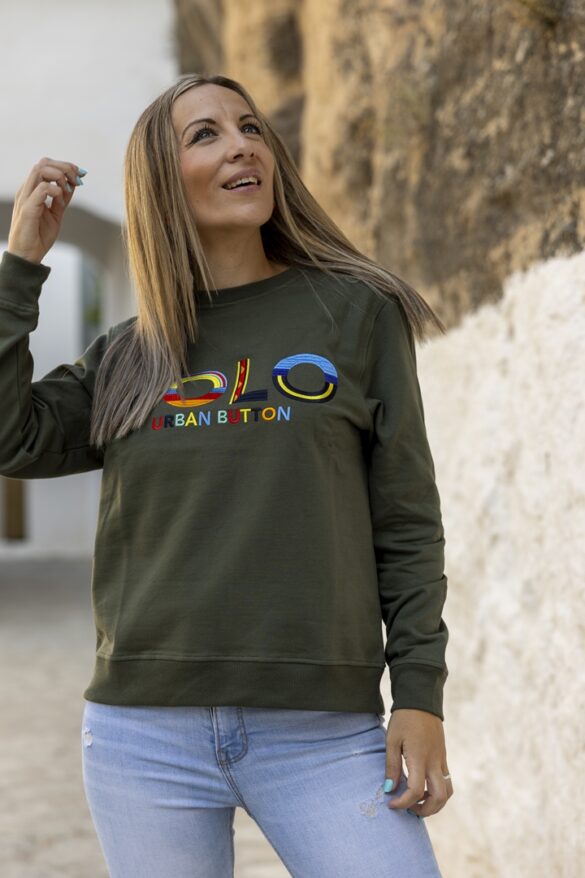 Urban Button SUDADERA DE MUJER ÉTNICO VERDE S|M|L|XL|XXL|XXXL