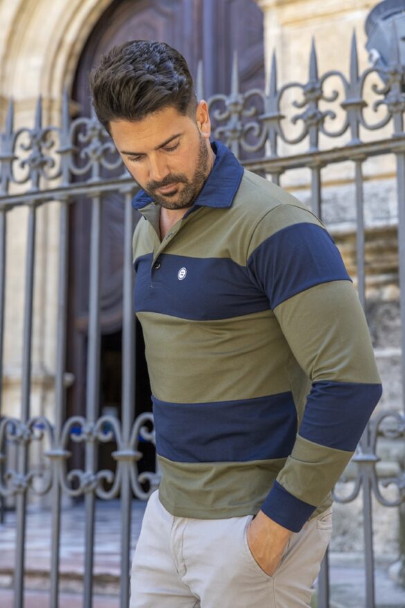 Urban Button POLO DE HOMBRE FRANJAS VERDE Y MARINO S|M|L|XL|XXL|XXXL