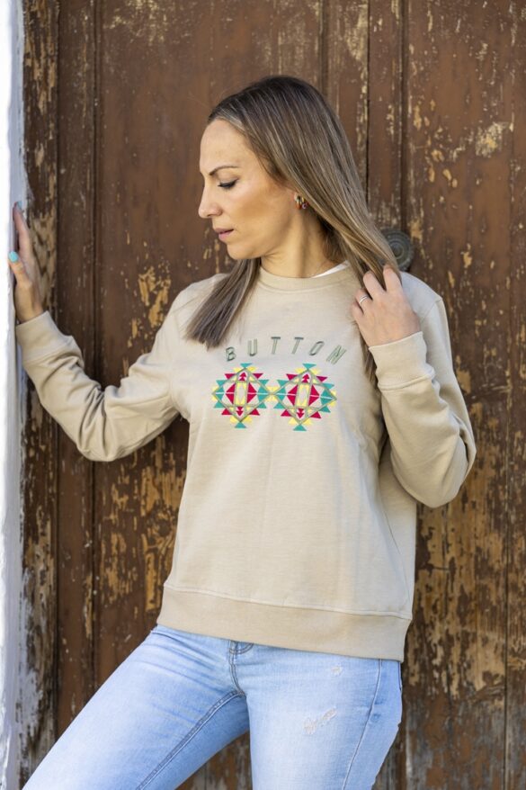 Urban Button SUDADERA DE MUJER ÉTNICO BEIGE S|M|L|XL|XXL|XXXL