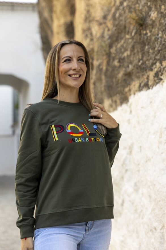 Urban Button SUDADERA DE MUJER ÉTNICO VERDE S|M|L|XL|XXL|XXXL